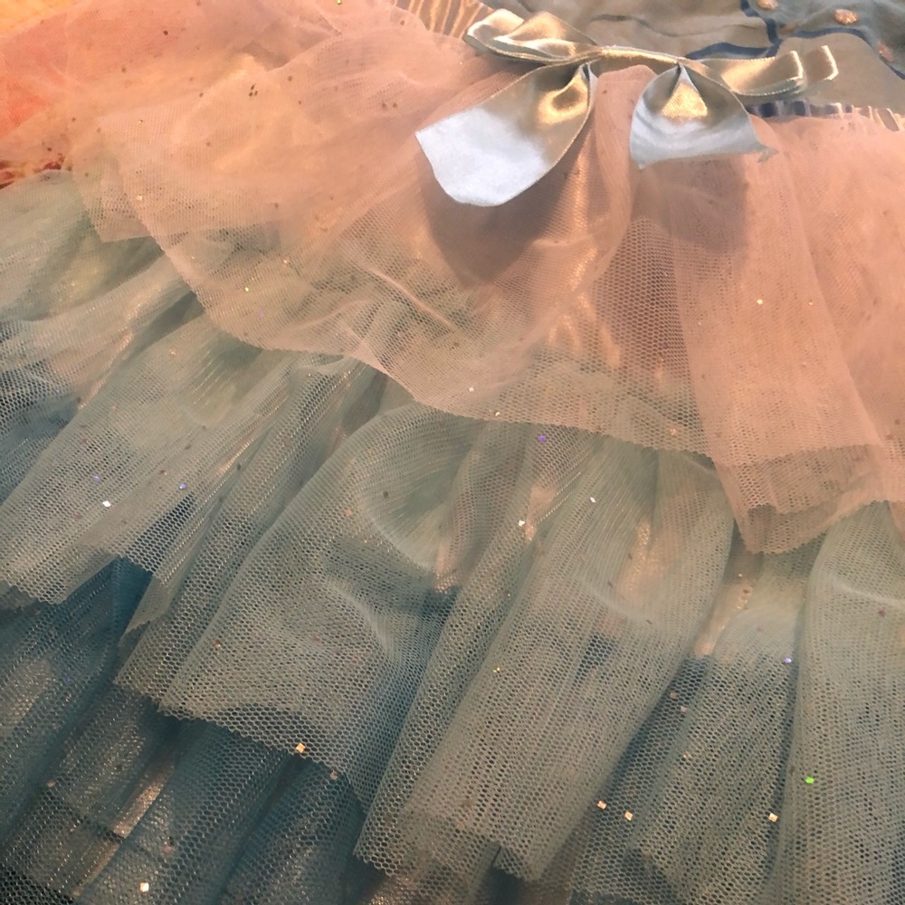 Popatu White & Blue Sparkle Skirt and Princess Top